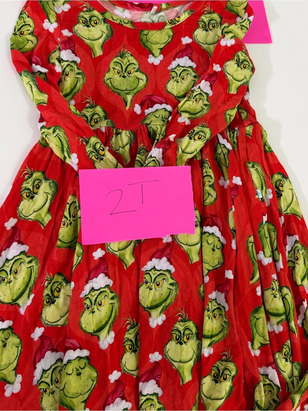 Posh Peanut Red Grinch Print Holiday Dress